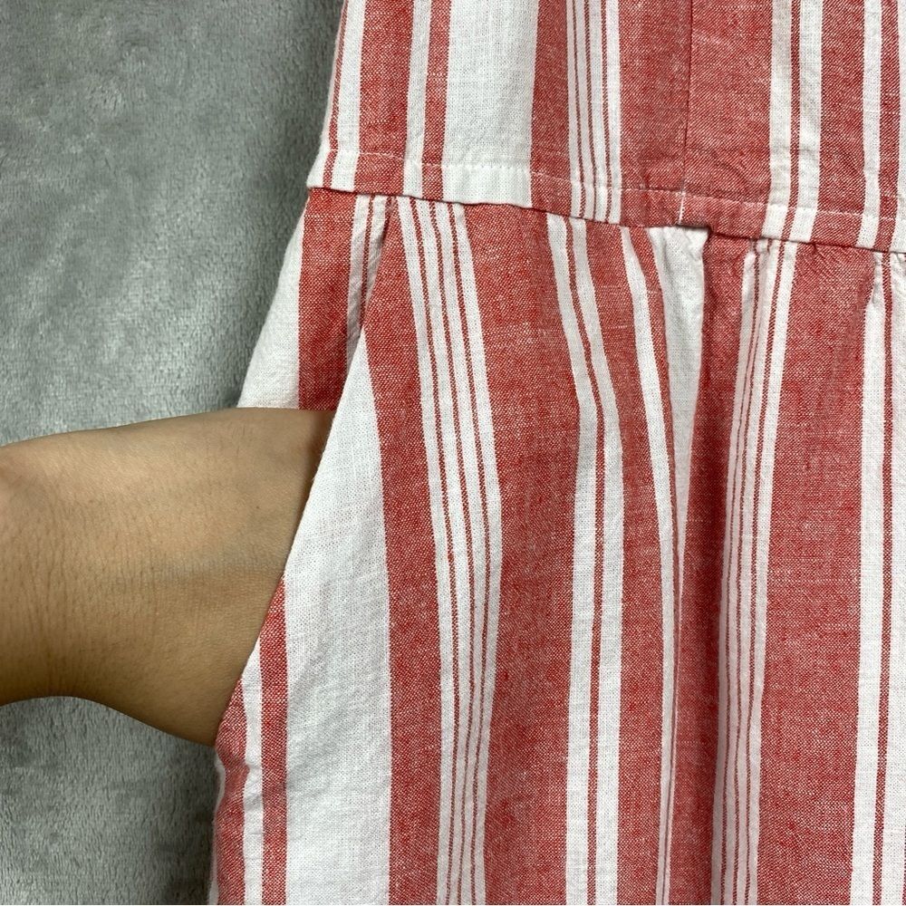 Old Navy Linen Blend Flutter Sleeve Crossover Red Striped Jumpsuit Sz XXL - Picture 5 of 9